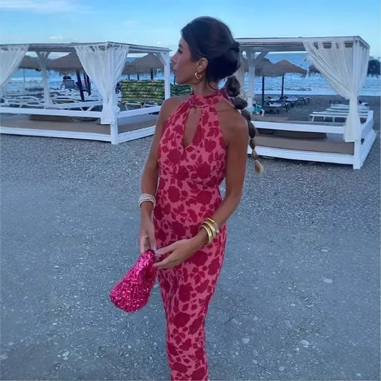 Damen Maxikleid im floralen Design mit elegantem Rückenausschnitt R&B