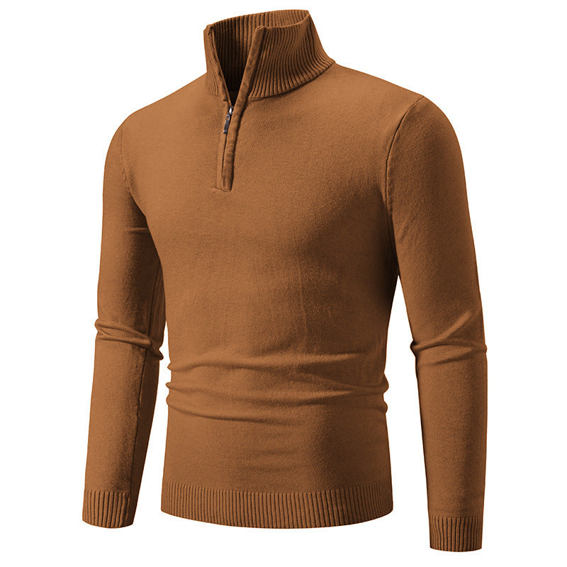 Herren modischer Rollkragenpullover mit Zipper und feiner Strickstruktur R&B