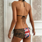 Damen Bikiniset mit Leopardenmuster und Union Jack Akzenten R&B