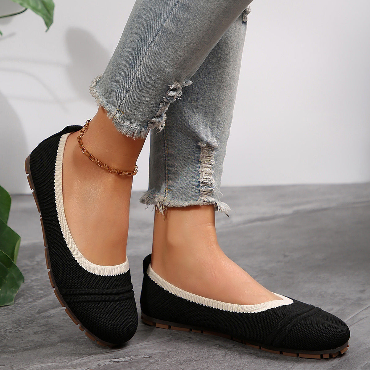 Damen Atmungsaktive Slip-On Ballerinas mit flexiblem Sohlenprofil R&B