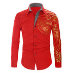 Herren modisches Langarmhemd mit floralem Design und elegantem Mustermix
