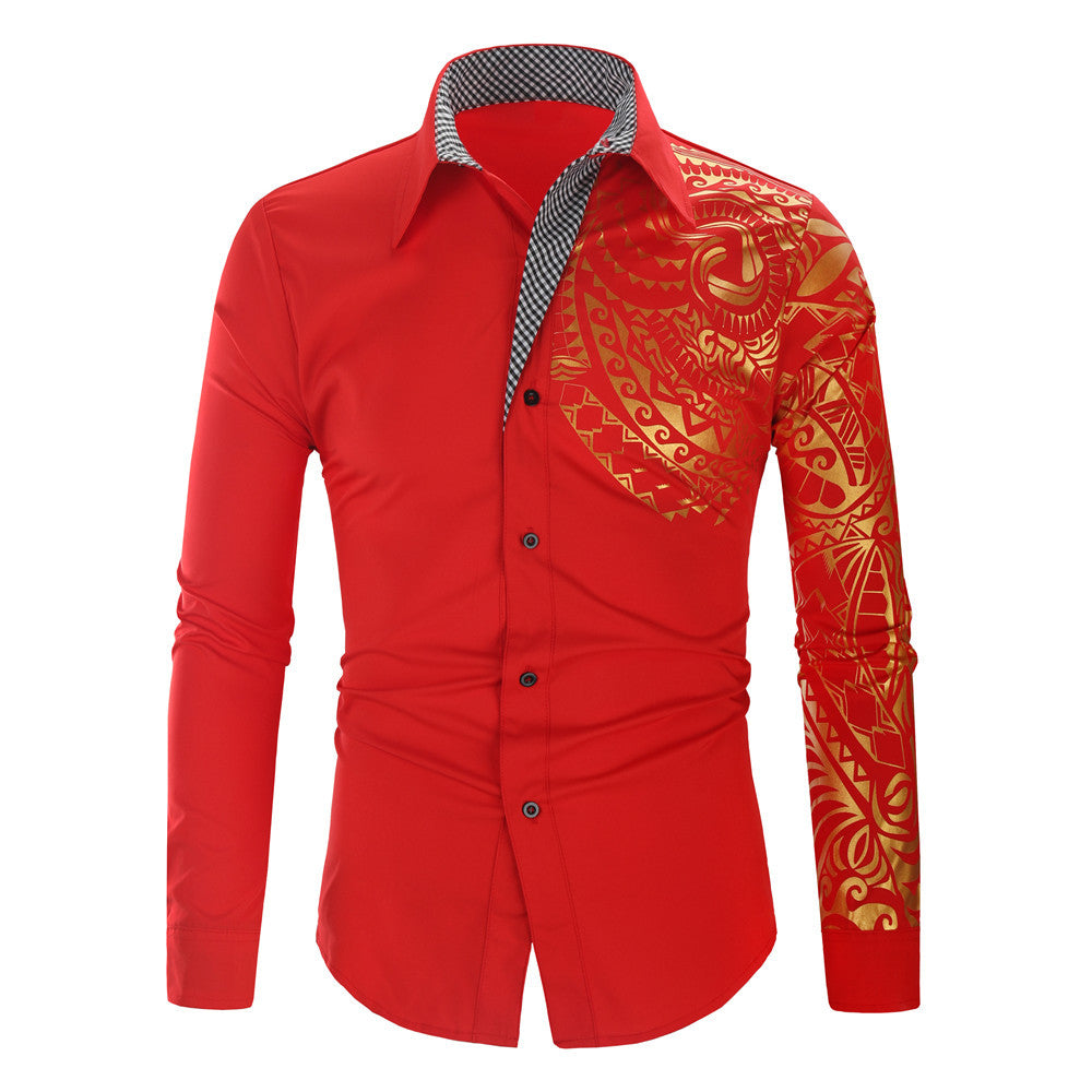 Herren modisches Langarmhemd mit floralem Design und elegantem Mustermix