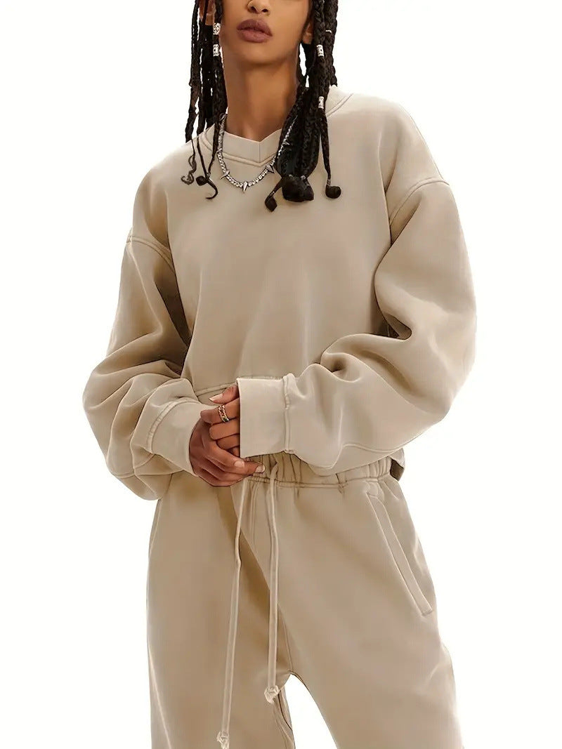 Damen lässiges Sweatshirt mit weiten Ärmeln und entspannter Passform R&B