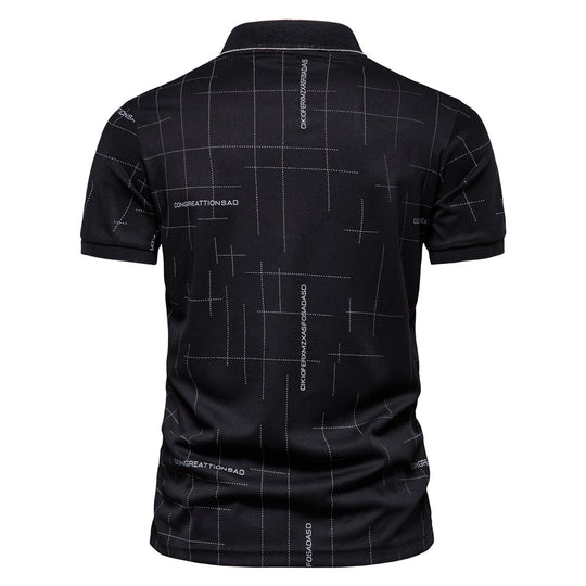 Herren Polohemd mit modernem Schnitt und grafischem Muster R&B