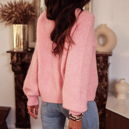 Damen elegant oversize Pullover mit Strassdetails R&B