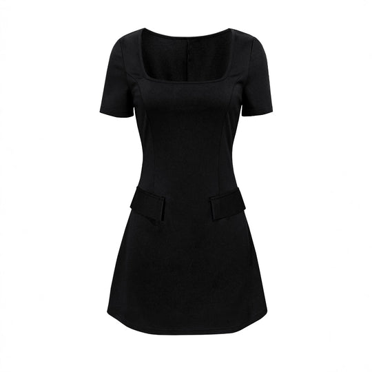 Damen Minikleid mit eckigem Ausschnitt und praktischen Taschen R&B