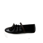 Damen Ballerinas mit elastischem Riemen und metallischem Glanz R&B