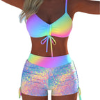 Damen Bikini-Oberteil und Hochschnitt Badeshorts R&B