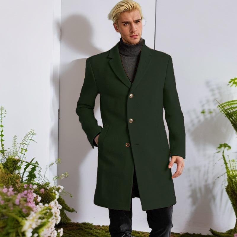 Herren eleganter Langmantel mit goldenen Knöpfen und klassischem Schnitt R&B