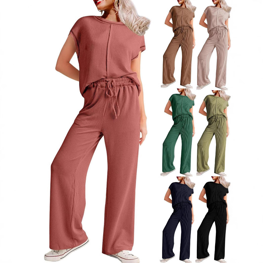 Damen Relaxed Fit Ripp-Loungewear-Set R&B