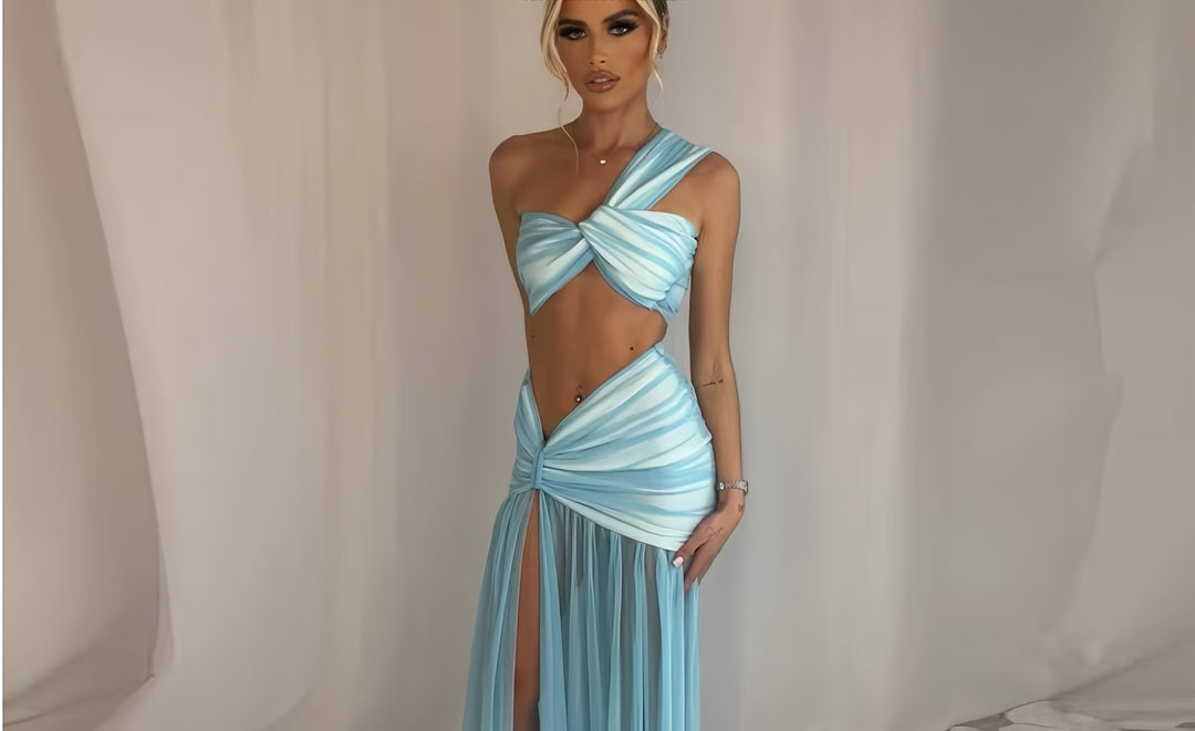 Damen Exquisites Wickelkleid mit asymmetrischem Schnitt und tiefem Schlitz R&B
