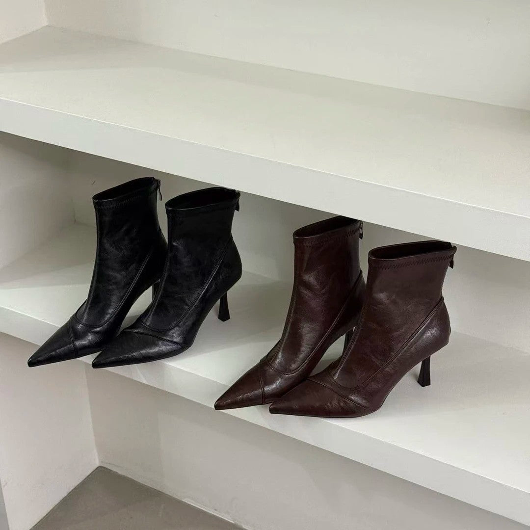 Damen Stiefeletten aus hochwertigem Leder mit elegantem Spitzenabsatz R&B