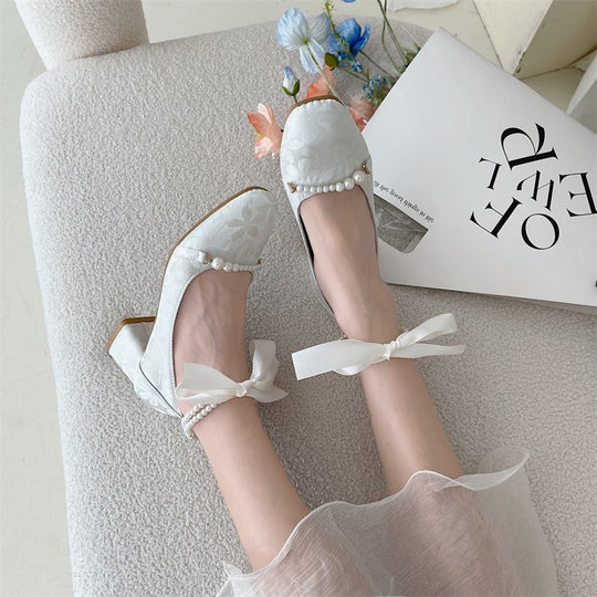 Damen elegante und bequeme Pumps mit Perlenschnürung R&B