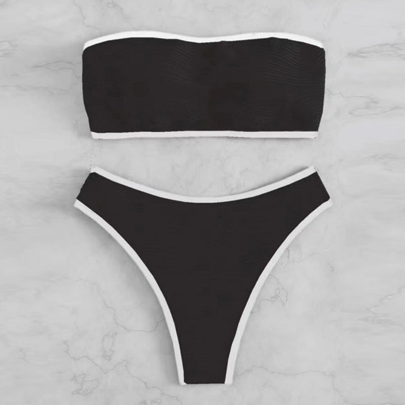 Damen Bandeau-Bikini-Set mit strukturiertem Design R&B