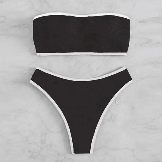 Damen Bandeau-Bikini-Set mit strukturiertem Design R&B