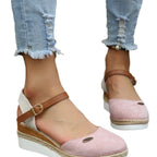 Damen Wedge-Sandalen mit geflochtenem Riemendesign und komfortablem Fußbett R&B