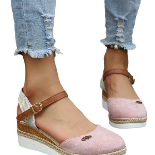 Damen Wedge-Sandalen mit geflochtenem Riemendesign und komfortablem Fußbett R&B