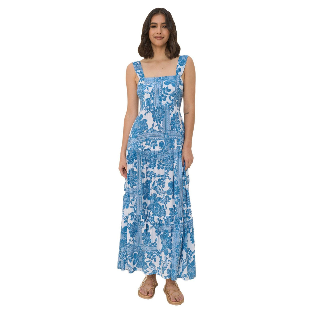 Damen Maxi-Kleid mit voluminösem Saum und angesagtem Blumenprint R&B