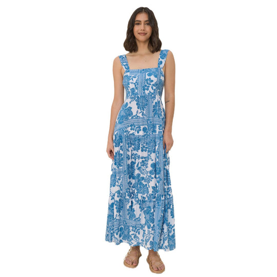 Damen Maxi-Kleid mit voluminösem Saum und angesagtem Blumenprint R&B