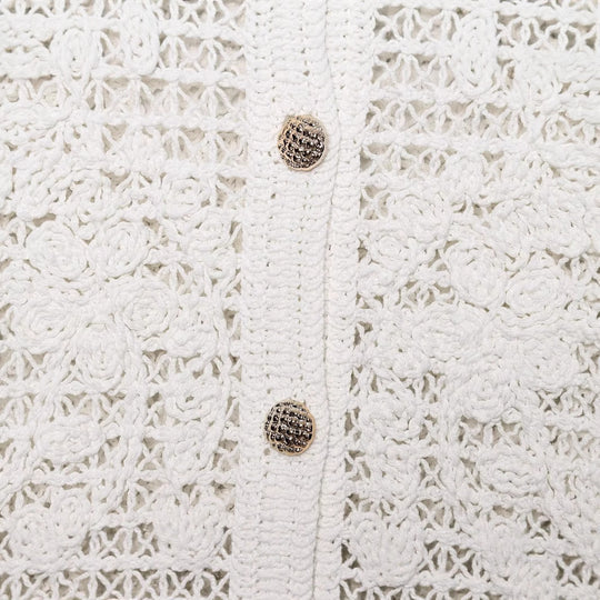 Damen Strickjacke mit feiner Häkelstruktur und praktischen Taschen R&B