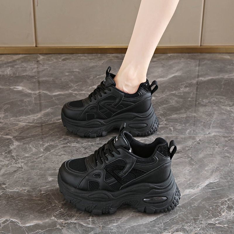 Damen Sportliche Plateau-Sneakers mit atmungsaktiver Mesh-Oberfläche und dämpfender Sohle R&B