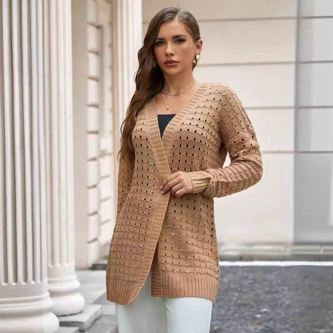 Damen Strickjacke mit luftiger Lochmuster-Optik R&B