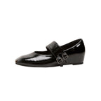 Damen Ballerina-Schuhe mit elegantem Riemenschluss und glänzender Oberfläche