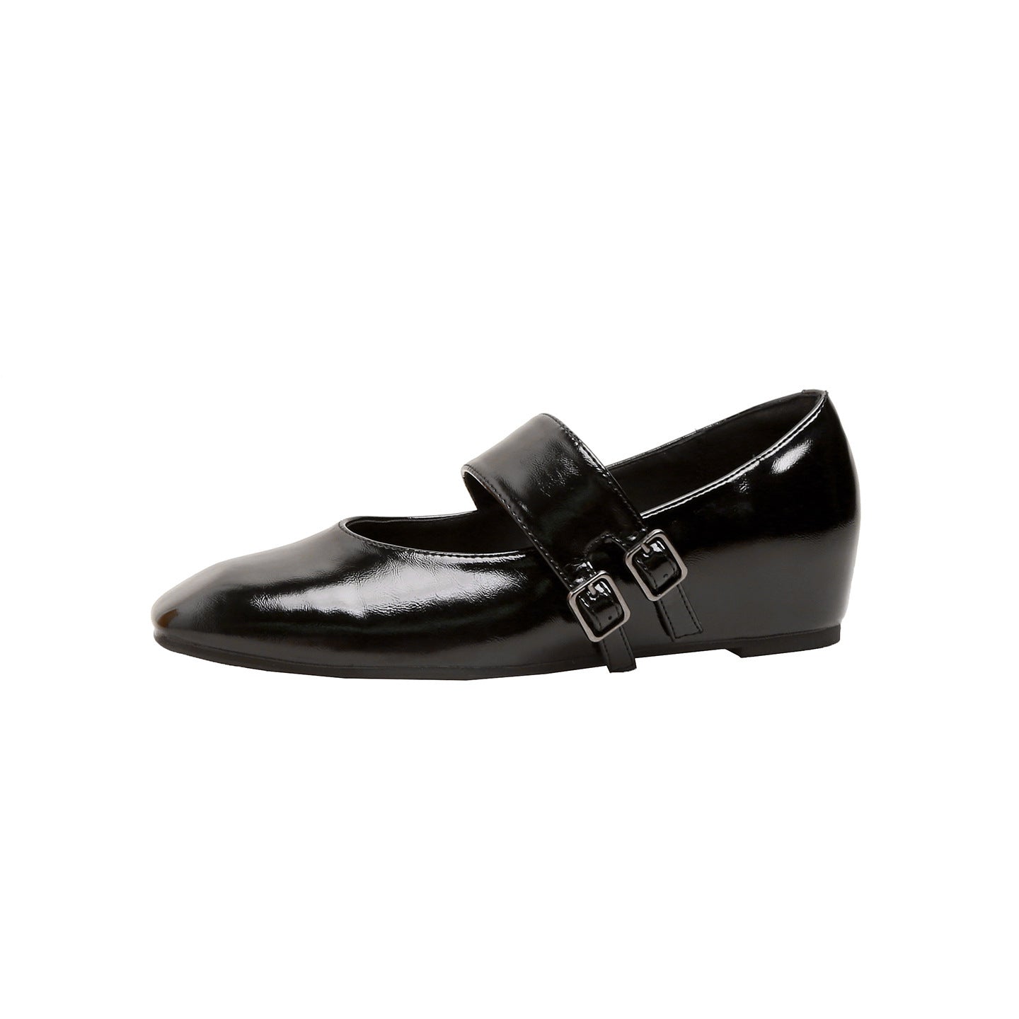 Damen Ballerina-Schuhe mit elegantem Riemenschluss und glänzender Oberfläche