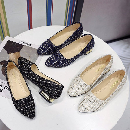 Damen Ballerinas mit schicker Struktur und modernem Absatz R&B