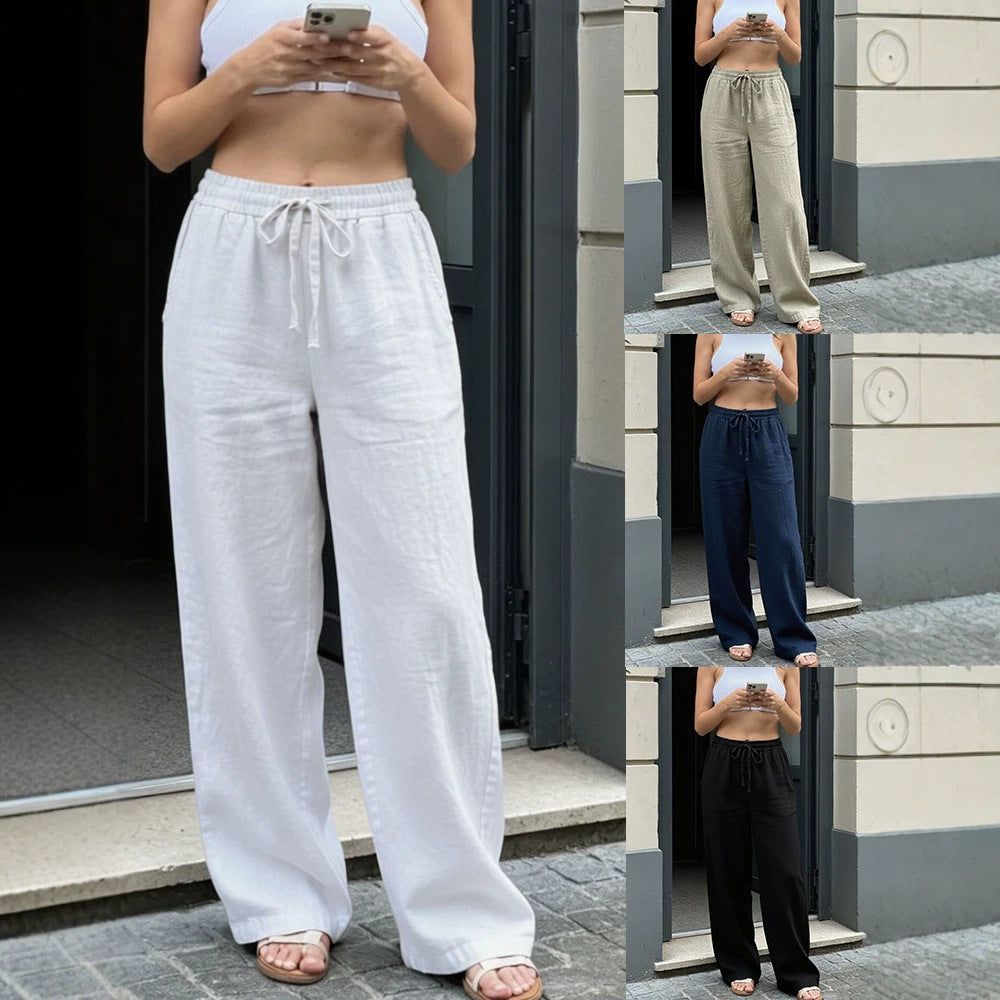 Damen Weite Leinenhose