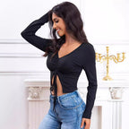 Damen Wrap-Bluse mit Ballonärmeln R&B