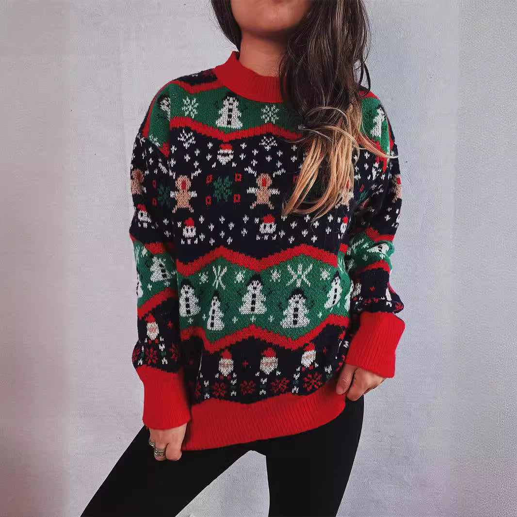 Damen Weihnachts-Pullover mit festlichem Design und strukturiertem Strick R&B