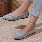 Damen dekorative Ballerinas mit elegantem Leopardenmuster und hochwertigem Futter R&B