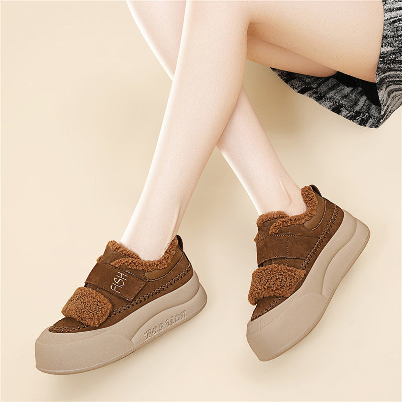 Damen Modische Sneaker mit kuscheligem Innenfutter und breitem Klettverschluss R&B