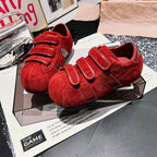Damen modische Sneaker mit breiten Klettverschlüssen aus weichem Wildleder R&B