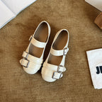 Damen Mary Jane Ballerinas mit Doppelriemen und modischem Schnallenverschluss