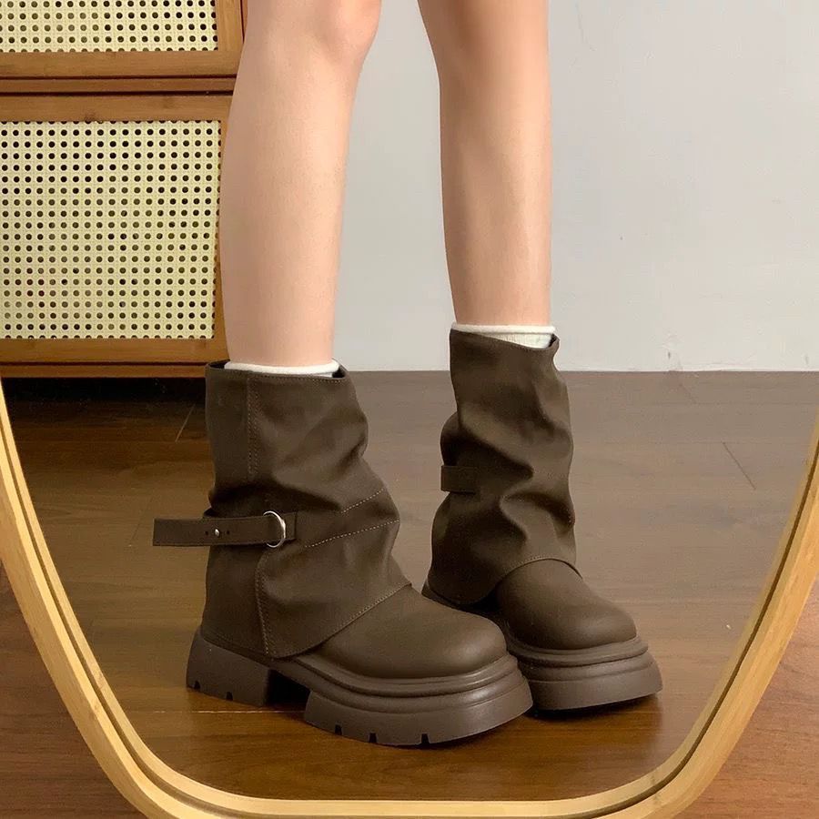 Damen Modische Stiefel mit hohem Schaft und flexibler Sohle R&B