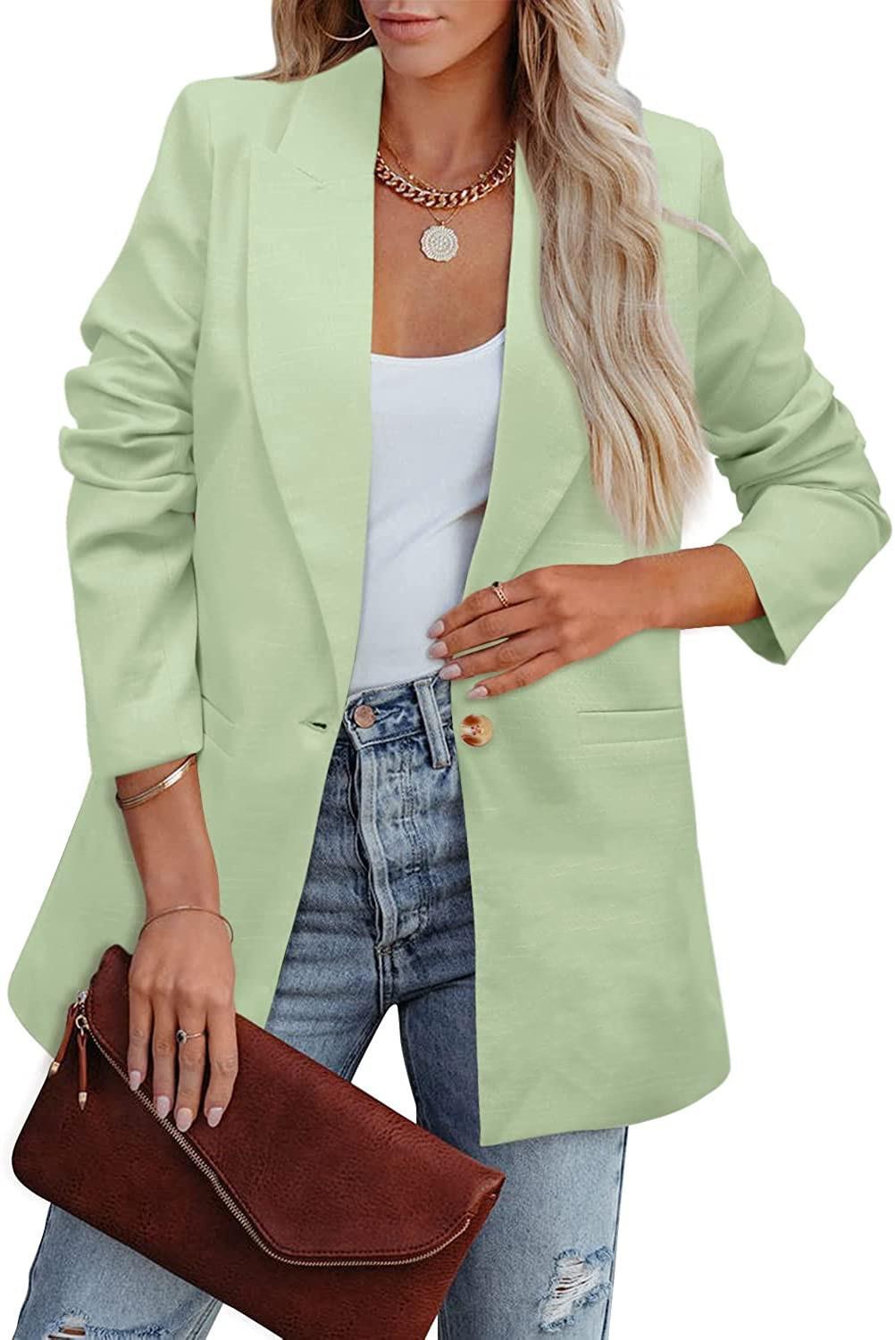 Damen Eleganter Freizeitblazer mit Lässigem Schnitt und Zwei Taschen R&B