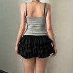 Damen Crop-Top mit floralem Design und Spaghetti-Trägern R&B