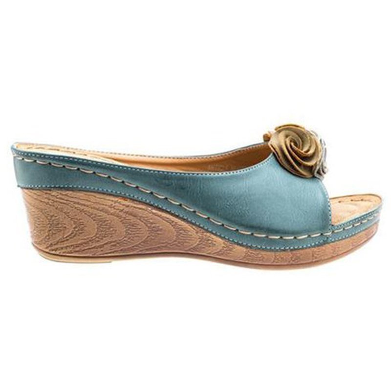 Damen Wedge-Pantoletten mit floralen Akzenten und gepolsterter Sohle R&B