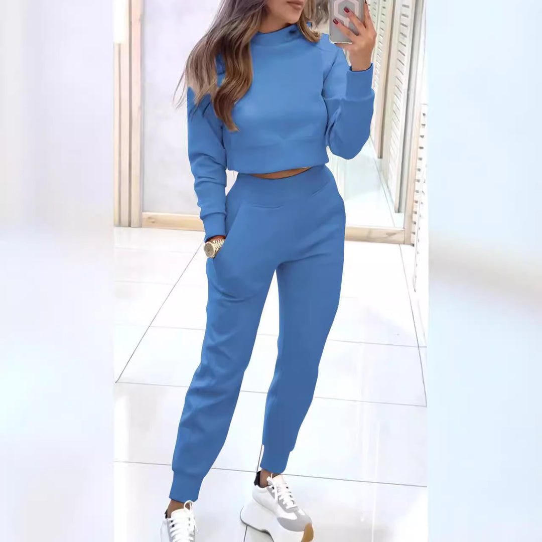 Damen Sportliches Loungewear-Set mit modischem Cropped-Oberteil und bequemen Jogginghosen R&B