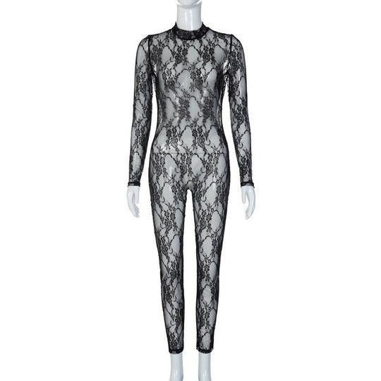 Damen Langärmliger Body mit floraler Spitze R&B
