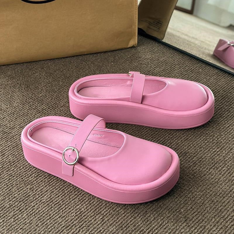 Damen Stylish Plateau-Pantoletten mit verstellbarem Riemen und komfortabler Sohle R&B