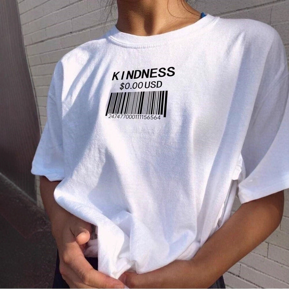 Damen T-Shirt mit kreativem Barcode-Design R&B