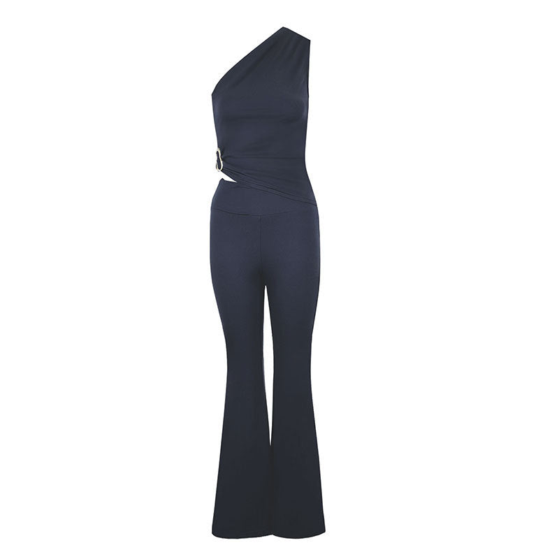 Damen Eleganter Jumpsuit mit asymmetrischem Design und dekorativer Taillierung R&B