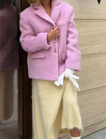 Damen Oversized Wollmantel R&B