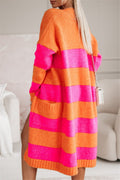 Damen lässiger Strickmantel mit großen Streifen R&B