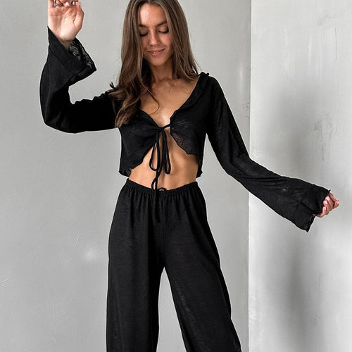 Damen Lässiges Lounge-Set mit cropped Oberteil und weit geschnittenen Hosen R&B