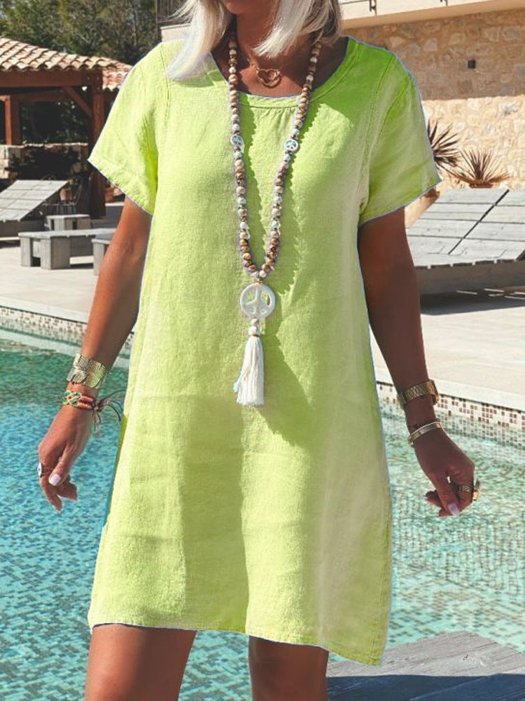 Damen Leichtes Strandkleid aus atmungsaktivem Leinen R&B