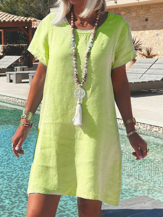 Damen Leichtes Strandkleid aus atmungsaktivem Leinen R&B